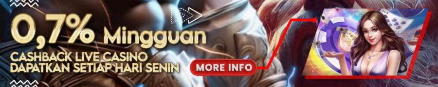 BONUS MINGGUAN LIVE CASINO 0,7%